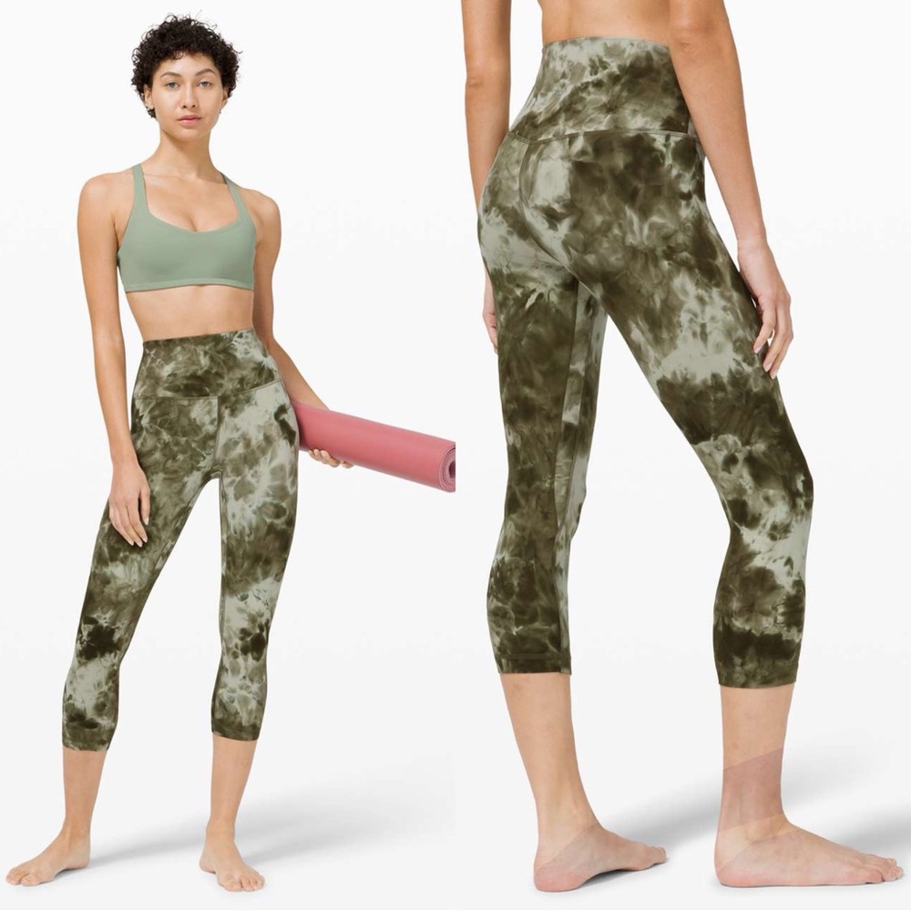 Lululemon Align Crop 21" Diamond Dye Light Sage Army Green Dark Olive Size‎ 16